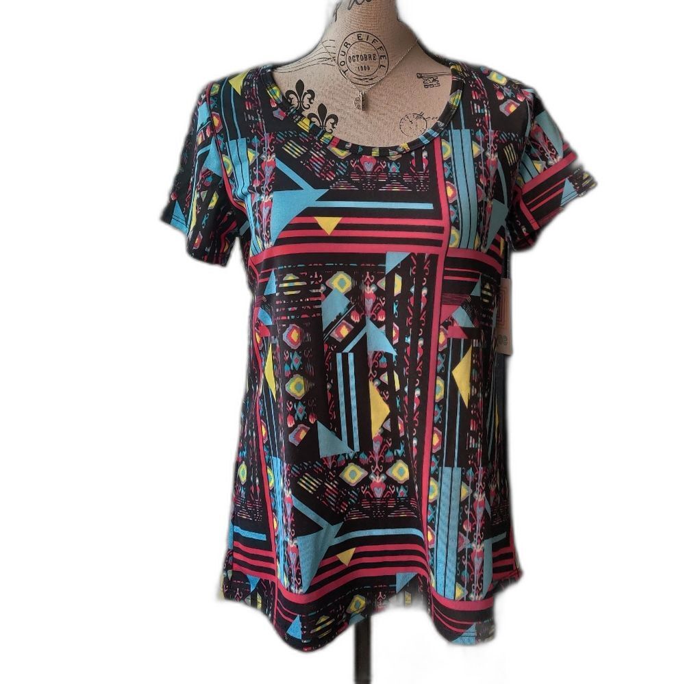 🆕 LuLaRoe Colorful Retro Geometric classic t-shirt artsy dopamine dressing_XS